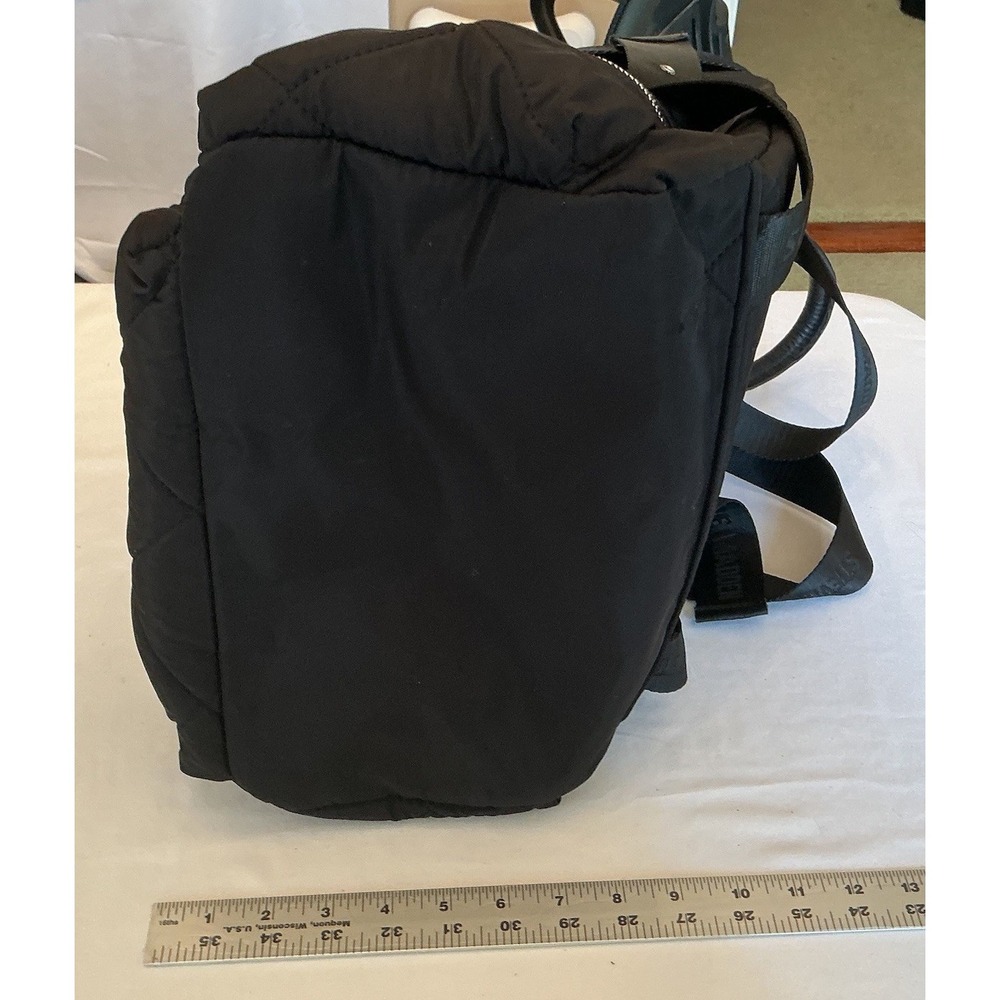 Steve Madden Quilted Black Silver Hardware Backpack Purse Large Travel Bag - Picture 9 of 11